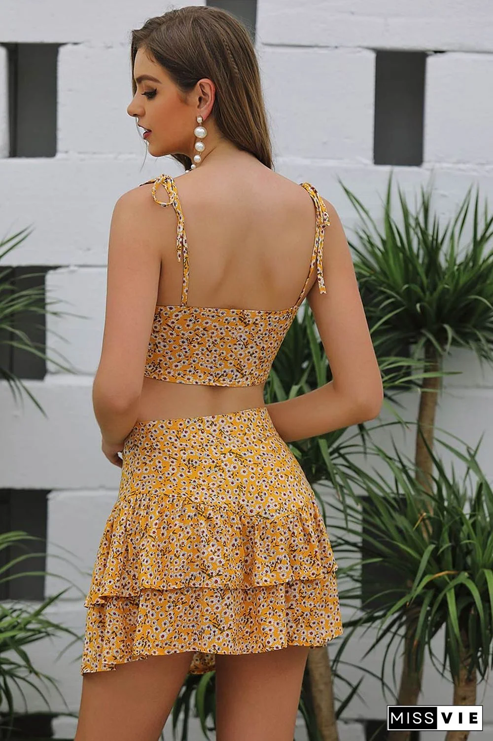 Floral Layered Ruffled Mini Skirt