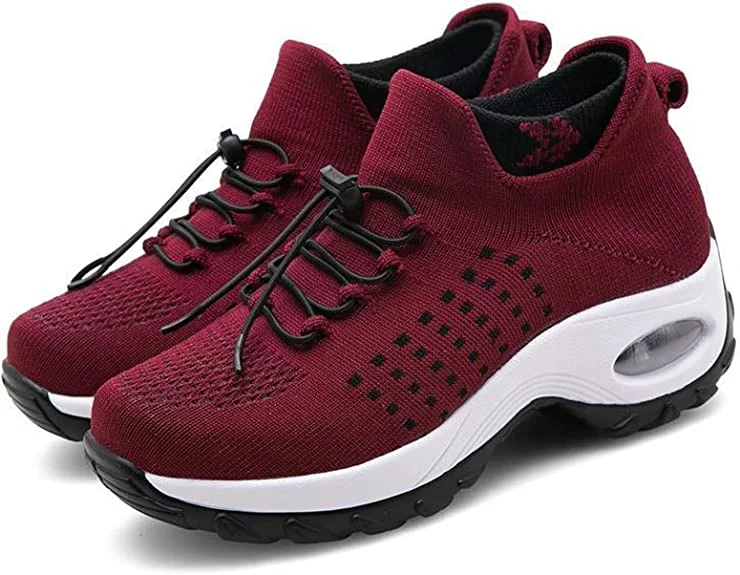 Women's Slip on Trainers Thick Bottom Air Cushion Walking Shoes Breathable Mesh Sneakers Orthopedic Shoes Radinnoo.com