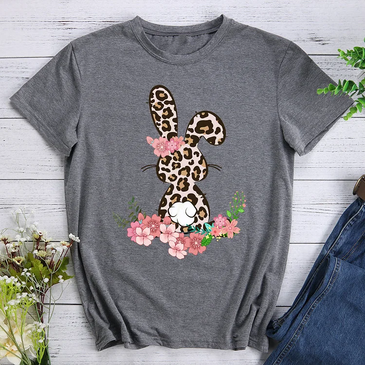 Leopard Floral Bunny Rabbit Lover T-shirt Tee -013485-Annaletters