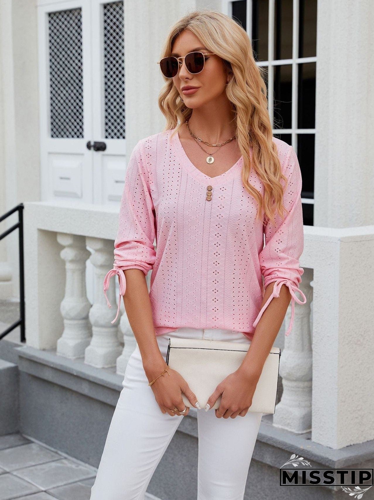Short Sleeve Mock Neck T-Shirt with Side Slits