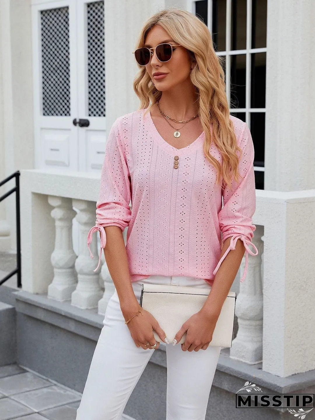 Short Sleeve Mock Neck T-Shirt with Side Slits