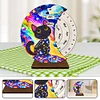 Black Cat Diamond Painting Unique Wooden Rotating Calendar for Home Office