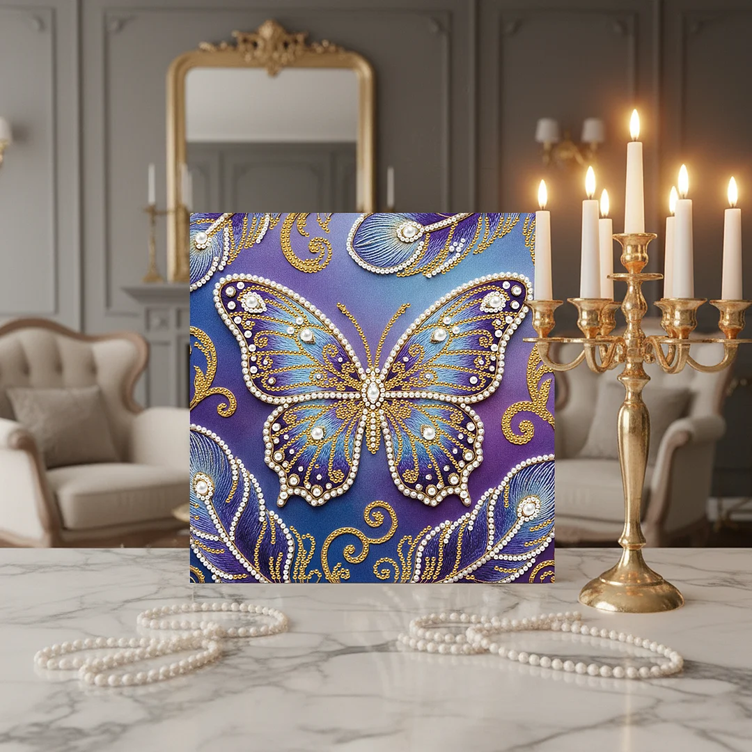 Butterfly - DIY Pearl Diamond Art Kit With Frame 25*25cm