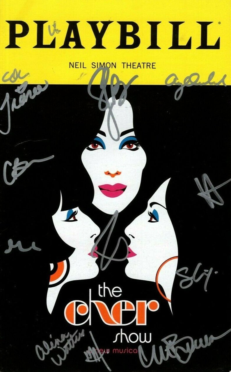 The cher show new musical signed autographed cast playbill