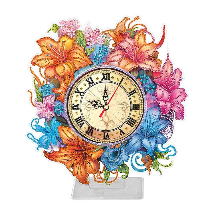 【Clock】Acrylic Special Shaped Lily 5D Diamond Painting Clock Art Craft for Home Decor gbfke