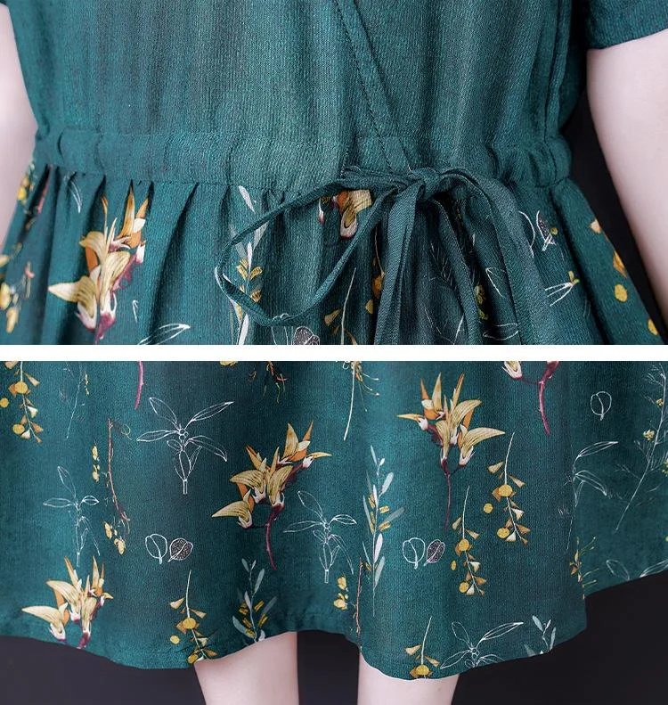 Contrasting color v-neck long dress