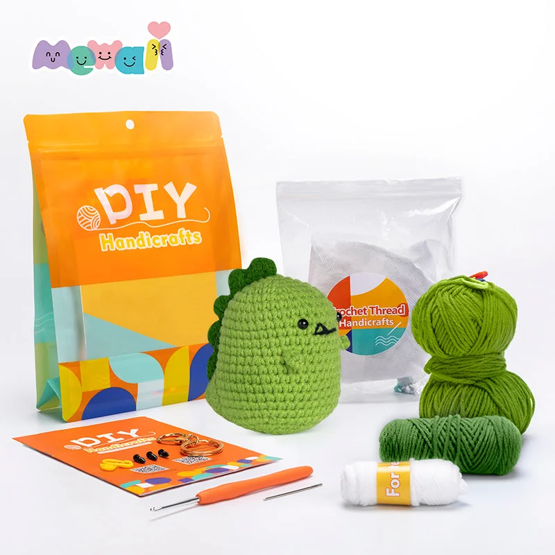 Mewaii Dinosaur Beginners Crochet Kit with Easy Peasy Yarn