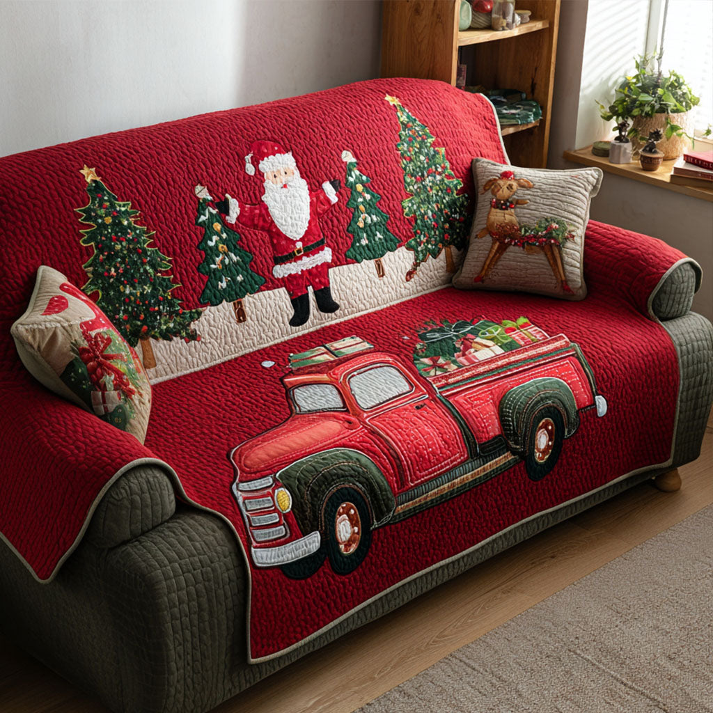Vintage Christmas Ride Quilted Sofa Cover NCU0PT9682 everthome