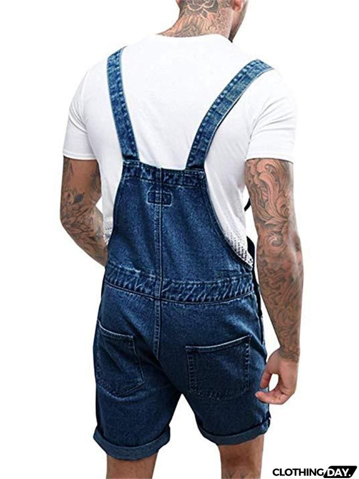 Retro Casual Bib Denim Jumpsuit