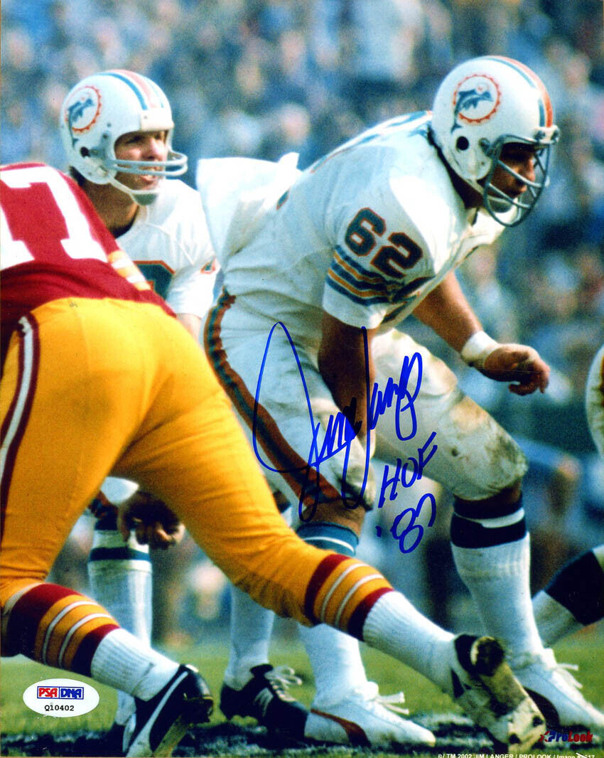 Jim Langer SIGNED 8x10 Photo Poster painting + HOF 87 Miami Dolphins PSA/DNA AUTOGRAPHED Champs