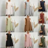2023 Spring Fashion Solid Color Cotton Linen Pocket Dress
