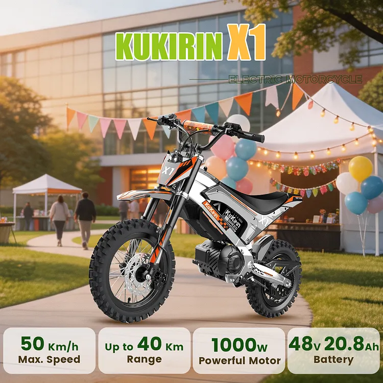 KuKirin X1 Electric Off-Road Motorcycle | 48V 20.8Ah Battery | 1000W Motor Rated Power