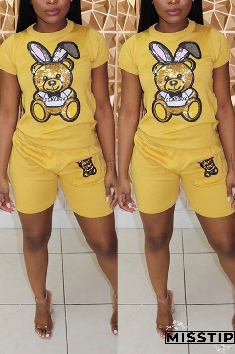 Light Blue Casual Fashion Patchwork Sequin Straight