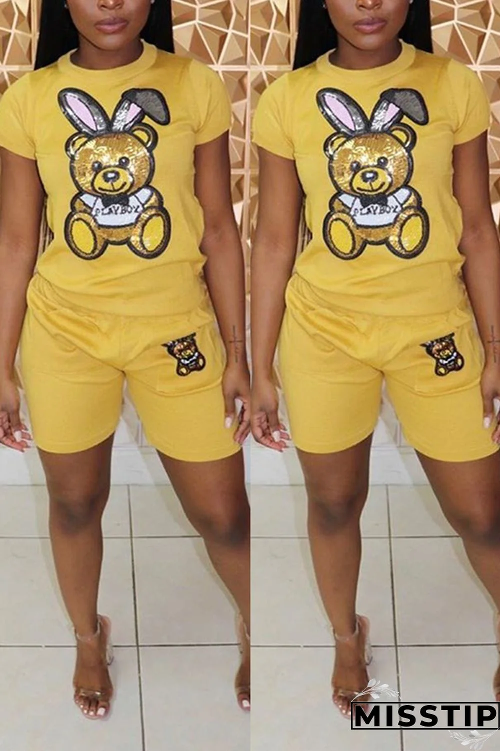 Light Blue Casual Fashion Patchwork Sequin Straight