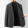 Men's Winter Houndstooth Nylon Elastic Thickened Casual Slim Fit No-iron Blazer