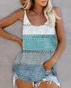 Cheetah Print Colorblock Sleeveless U Neck Tank Top