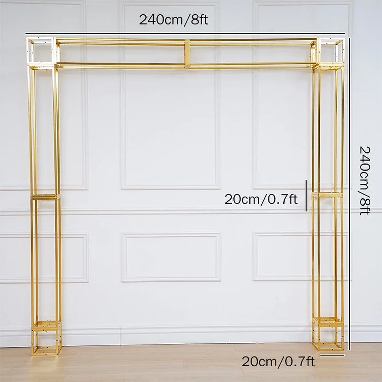 Angela Flower Gold Plated 4 Poles Stable Square Screen Event Flower Stand Wedding Backdrop Frame Decorations For Reception Stage Props A8082