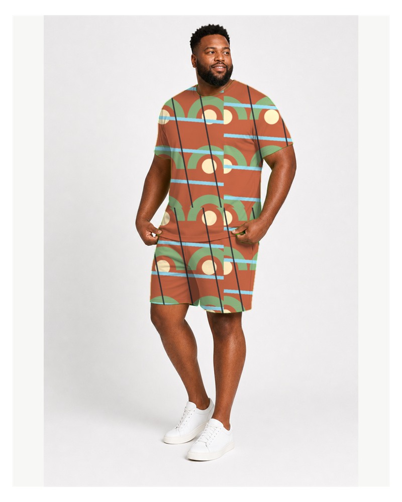 Big & Tall Desert Mirage Digital Print T-Shirt and Shorts Set