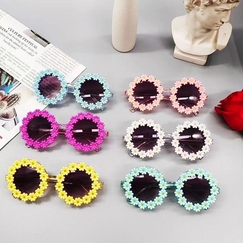Cute Minimalist Flower Ac Special-shaped Mirror Full Frame Kids Sunglasses
