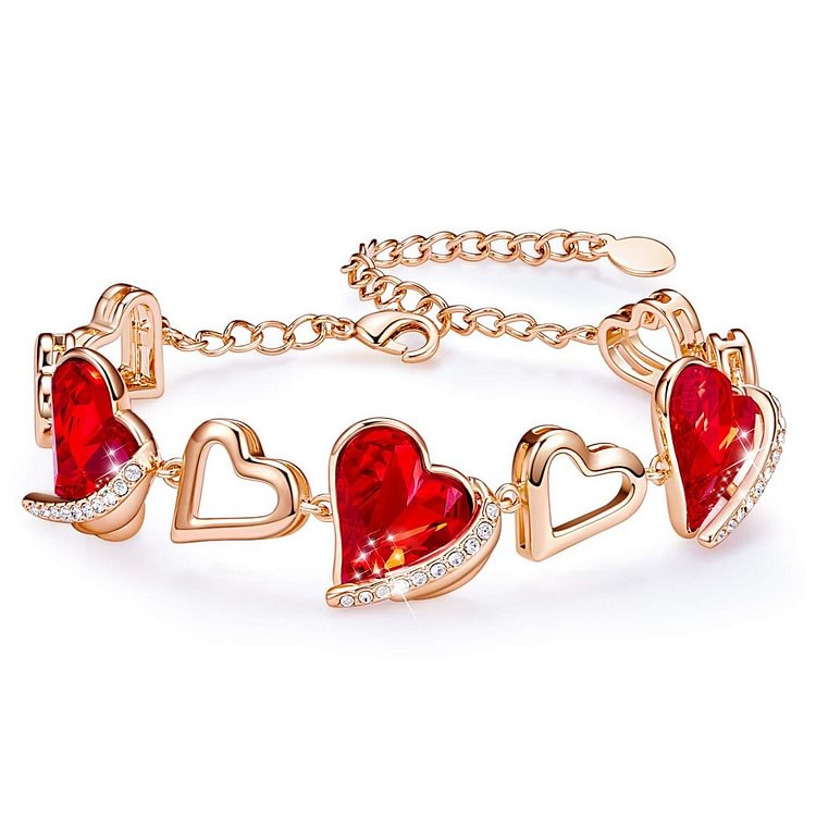 For Love - S925 We Are Connected Heart To Heart Crystal Love Heart Bracelet