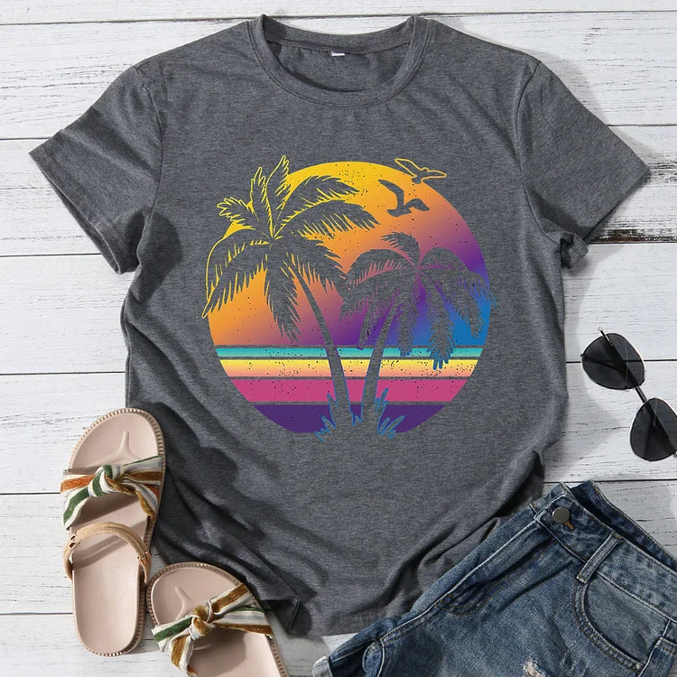 Palm Tree Beach T-shirt Tee -01458