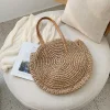 Hollow Flower Round Straw Bag