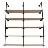 [US Local Warehouse] Industrial Pipe Shelf 5 Tier 72 Inch Industrial Wall Shelves with Solid Wood Plank Pipe Shelving Wall Mounted for Kitchen and Bar Shelving