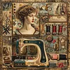 Sewing Machine Woman-14CT Stamped Cross Stitch 40*40cm/15.75*15.75in tapestrymarket