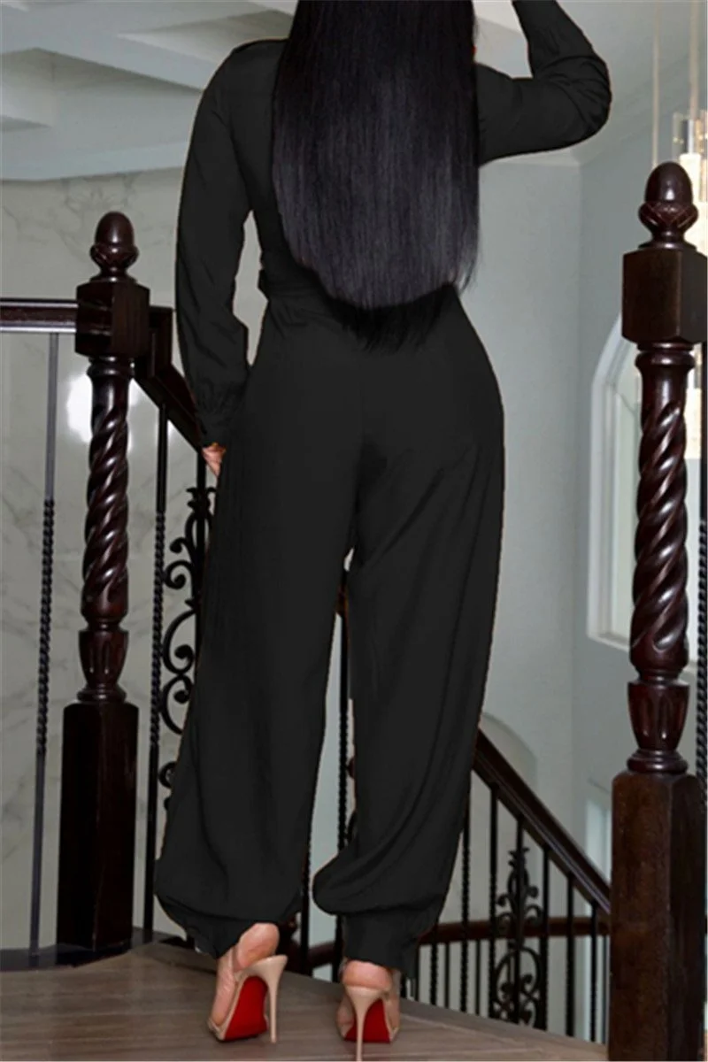 Casual Solid Color Jumpsuit With Belt