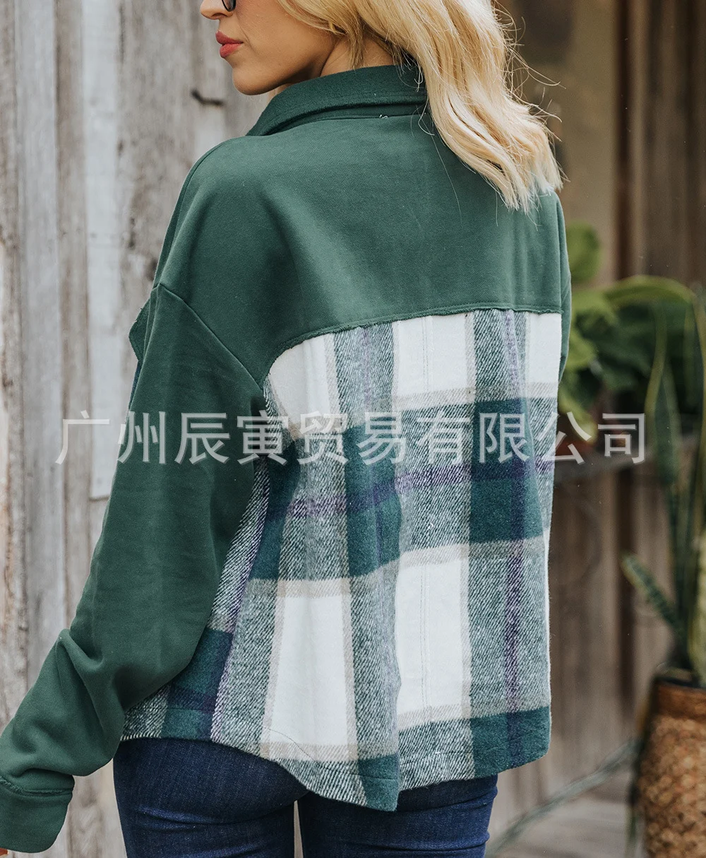 Woherb The Ins Hot Autumn Winter Ladies Coat Cotton Sweaters Wool Plaid Patchwork Multi-Pocket Jacket-Outfit Ideas