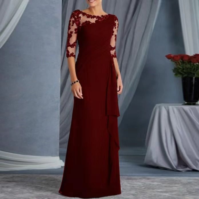 Chiffon Lace Half Sleeve Dresses
