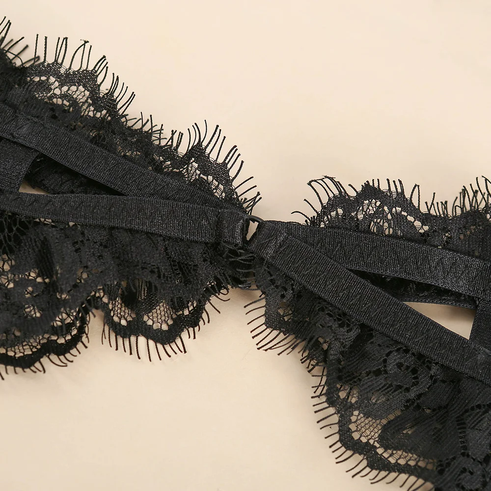 Billionm SexeLakas Sexy Underwear Set Women Lace Hollow Lingerie 3 Pieces Porno Intimates Set Gathered Bra Transparent Brief T Back Thong