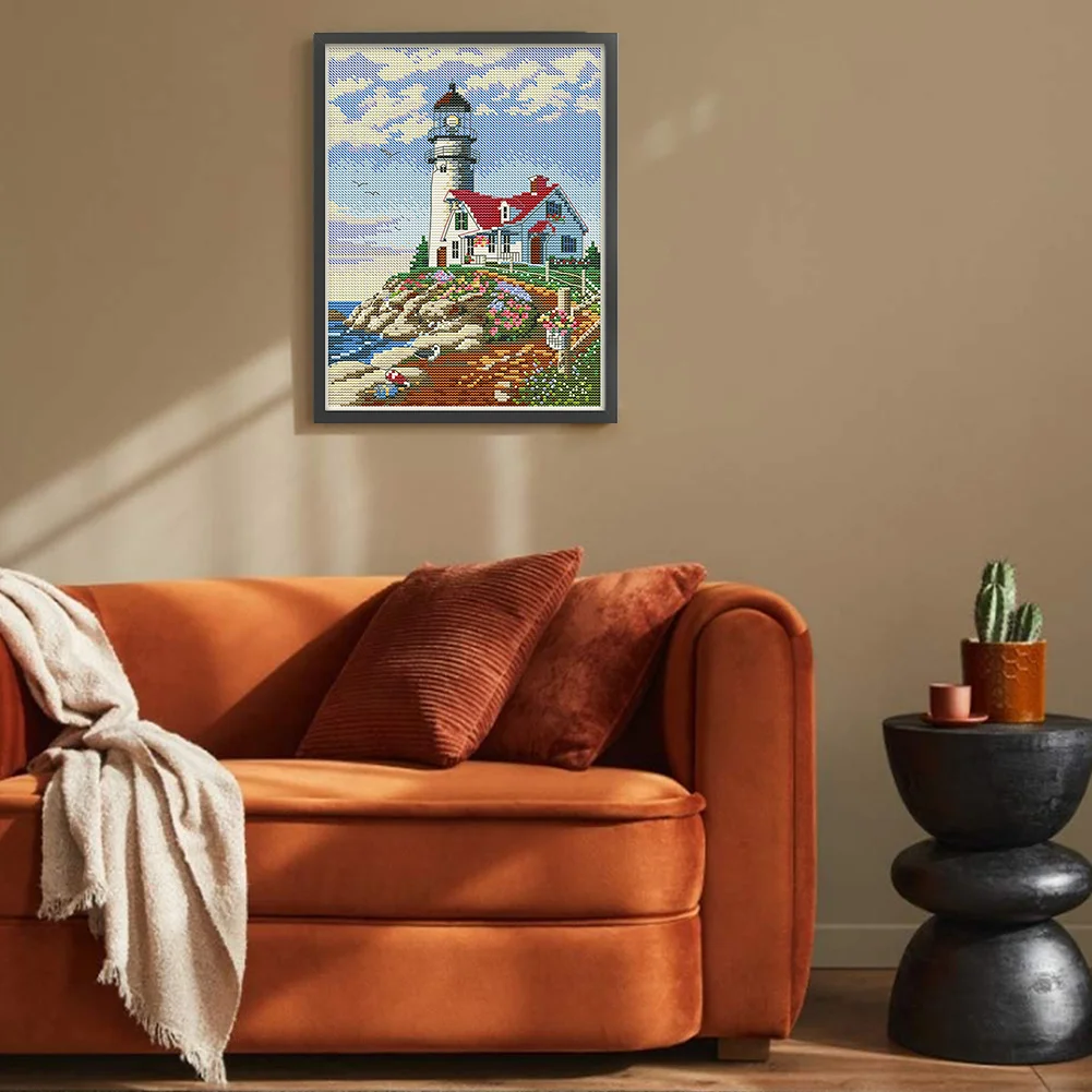 11CT Full Stamped&nbsp;Cross Stitch - Lighthouse(Canvas|30*40CM)