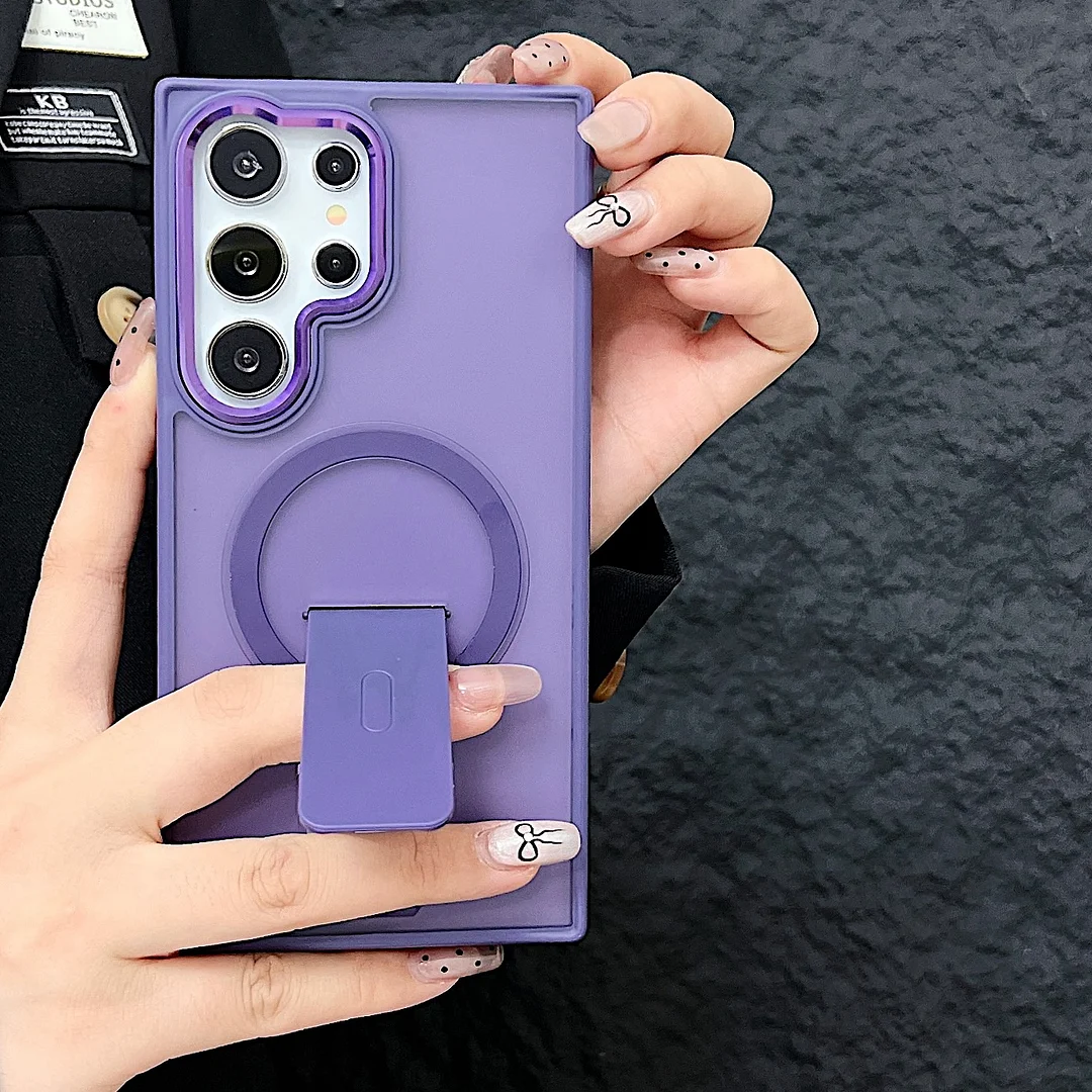 New Arrival Matte Anti-fingerprint Hidden Holder Shockproof Magnetic Mobile Phone Case for Samsung Galaxy S24 Plus S25 S23 Ultra