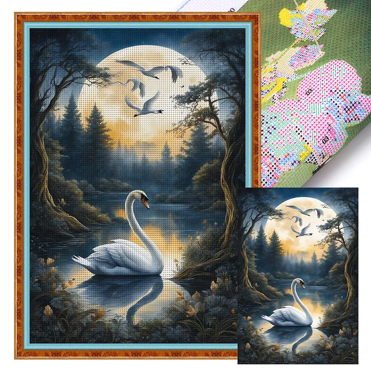 Swan In The Lake 11CT Stamped Cross Stitch 40*60CM