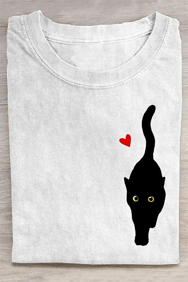 Cat Print Art Design T-Shirt
