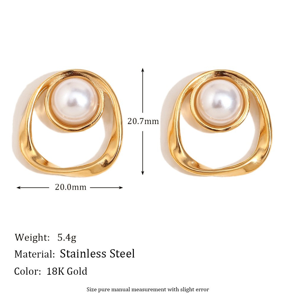 Niche Design Personality Earrings Stainless Steel 18K Gold Plated Geometric Petal Earrings For Women
