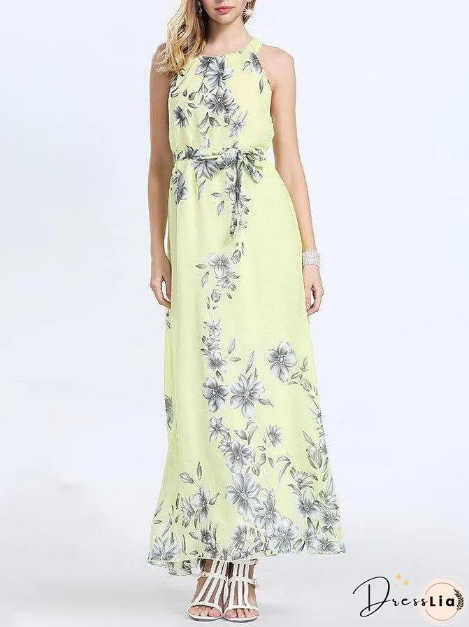 Slim Fit Sleeveless Print Dress for Women