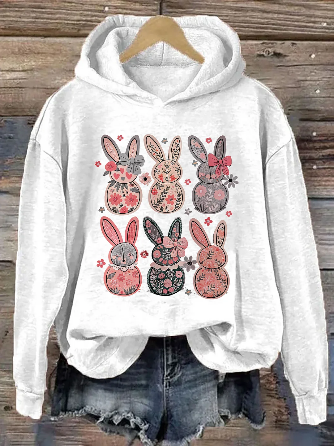 Coquette Easter Bunny Floral Hoodie