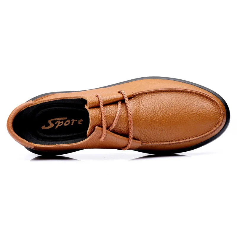 Mens Genuine Leather Casual Shoes Male New Fashion Lace-up Footwear Comfy Outdoor Walk Men Shoes 2021 Brand Office Shoes for Man