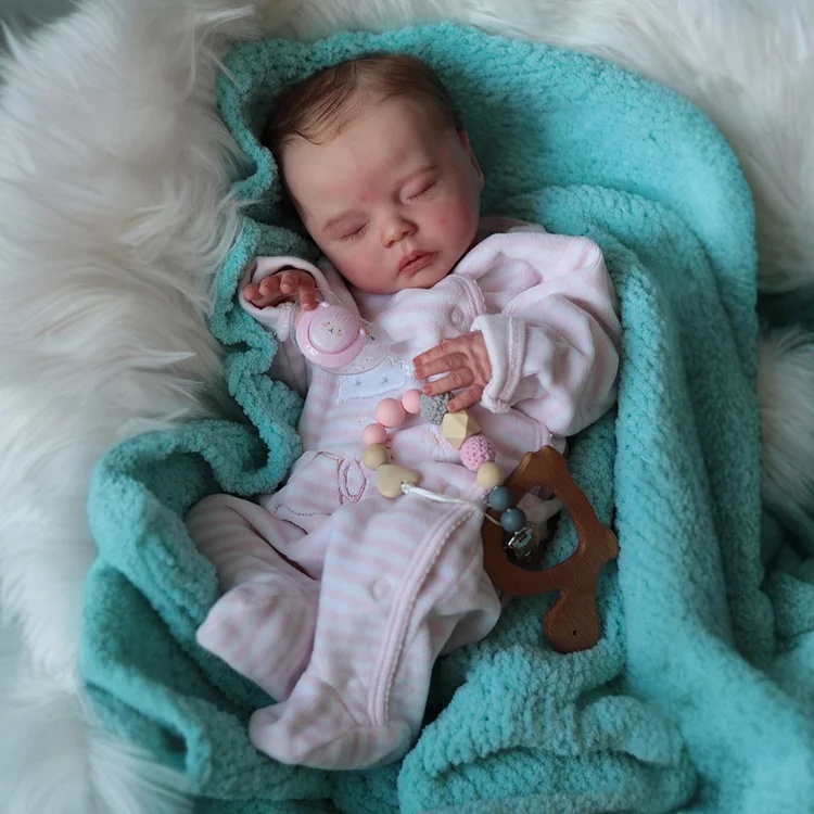  [Heatbeat Coos and Breath] 17" Truly Look Real Sleeping Baby Doll Girl Yeamin with Bottle and Pacifier Real Newborn Dolls For Kids - Reborndollsshop®-Reborndollsshop®