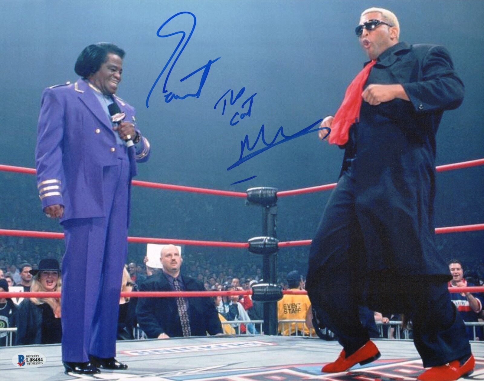 Ernest The Cat Miller Signed 11x14 Photo Poster painting BAS COA WWE WCW Picture w/ James Brown