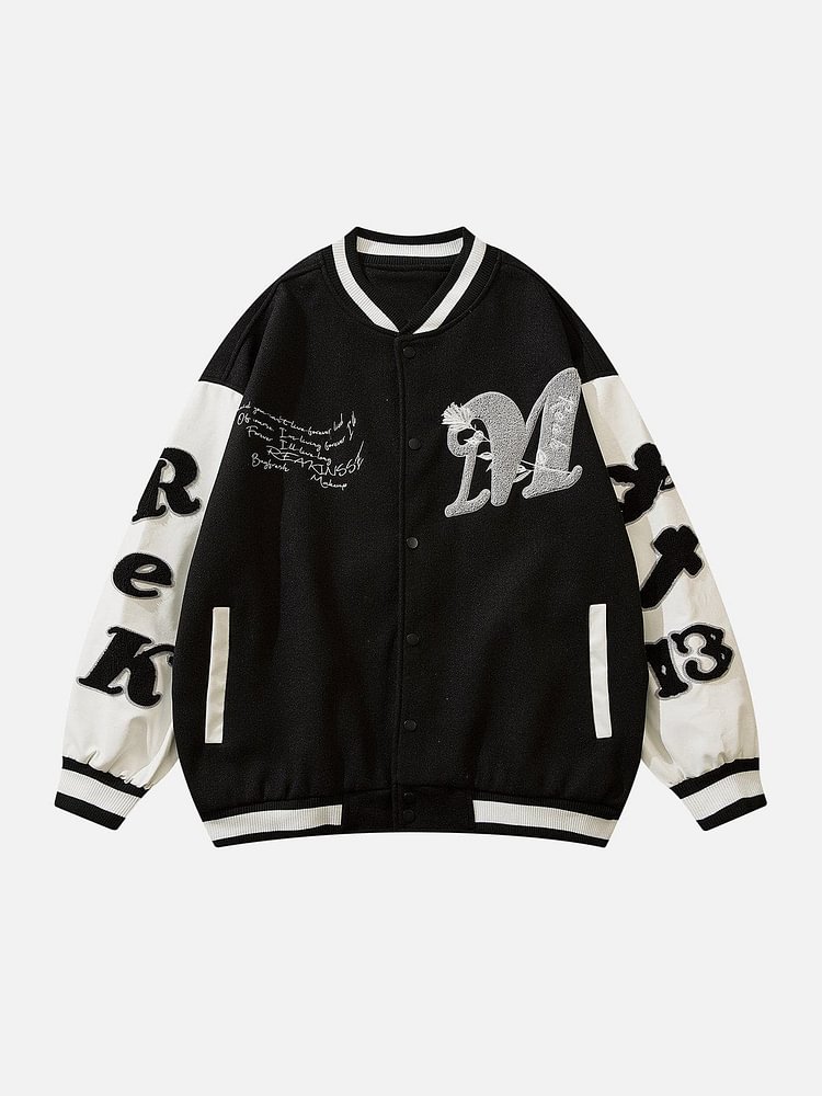 "M" Embroidery Varsity Jacket