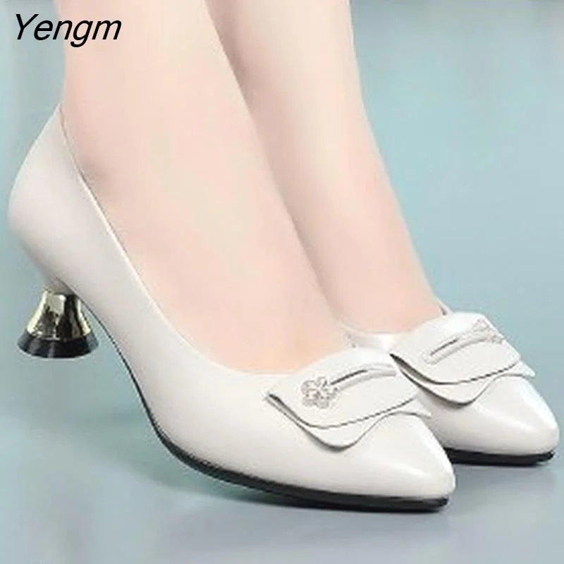 Yengm Women Fashion Sky Blue Transparent Spring & Summer High Heel Shoes Lady Casual Black Pu Leather Heels Sapatos