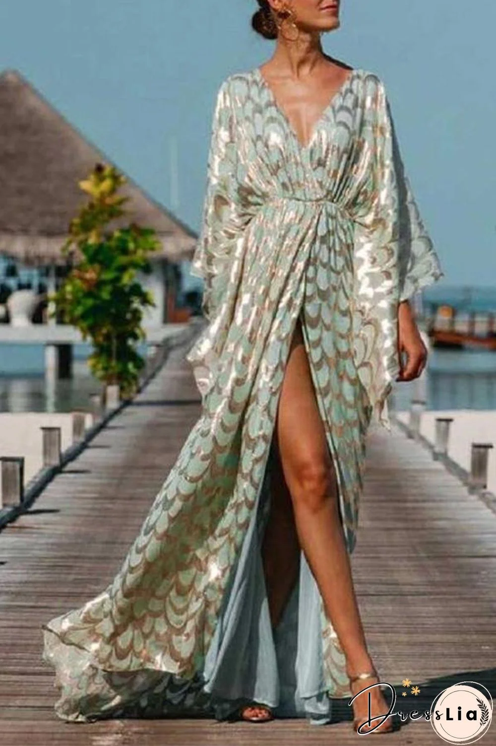 Fashion Printed Split Dress P11671