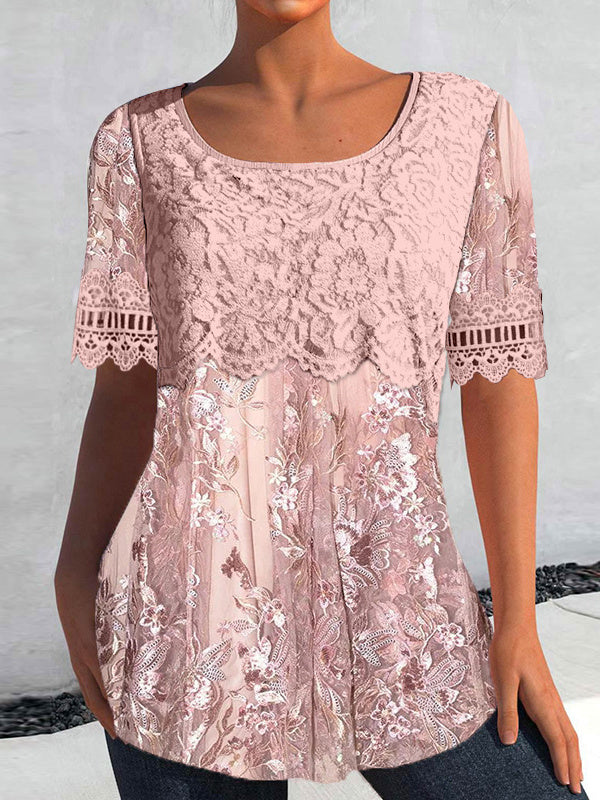 Women Long Sleeve V-neck Graphic Floral Printed Top