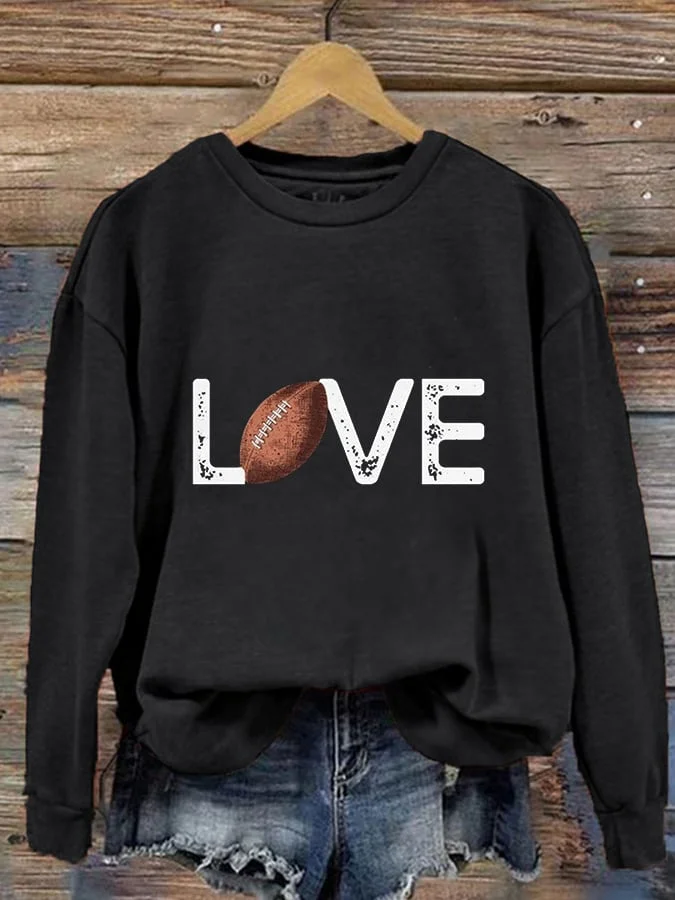 Women's Love Football Print Sweatshirt socialshop