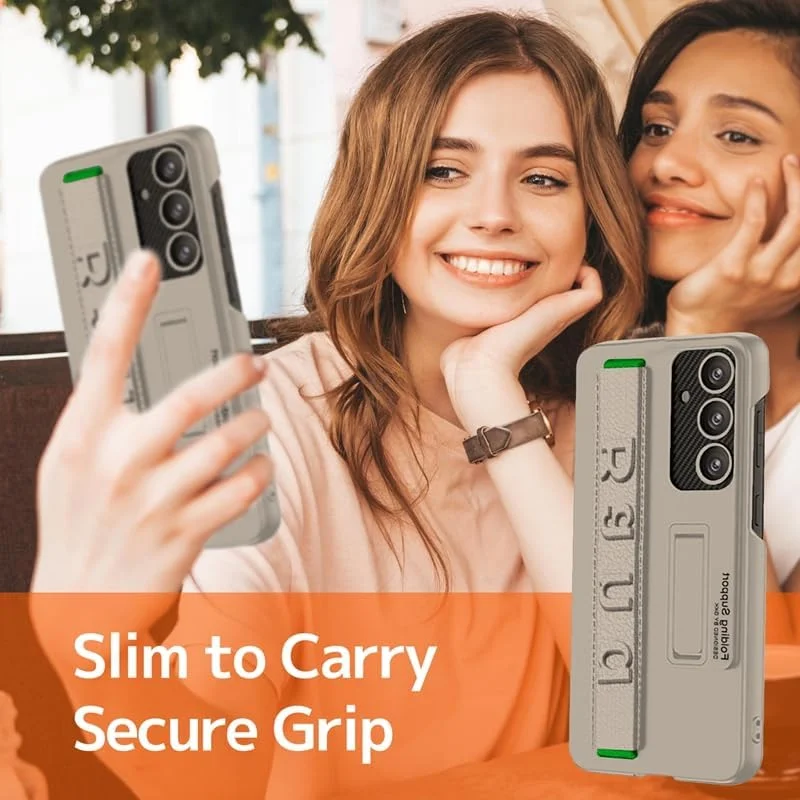 Suitable for S26 Ultra phone case, ultra-thin stand, elastic wrist strap, precision hole, shockproof protective case