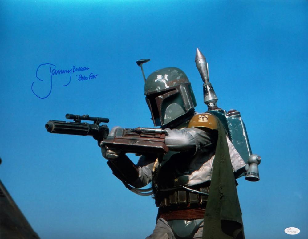 Jeremy Bulloch Signed Star Wars Boba Fett Blue Background 16x20 Photo Poster painting JSA W Auth