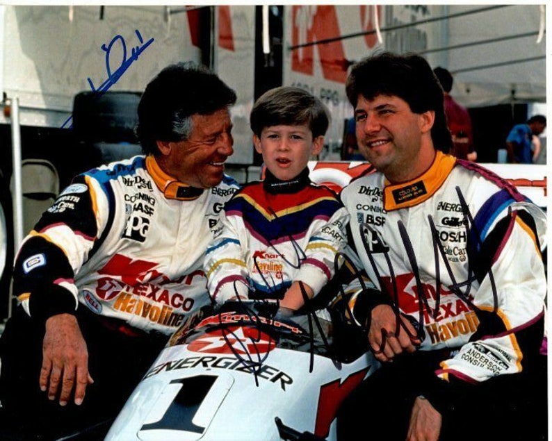 Mario, michael and marco andretti signed 8x10 indy indycar racing Photo Poster painting